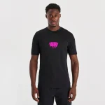Yelir World Black T Shirt Neon Pink Yyy Outline (2)