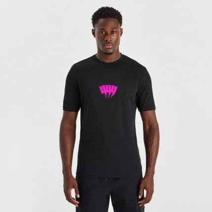 Yelir World Black T Shirt Neon Pink Yyy Outline (2)