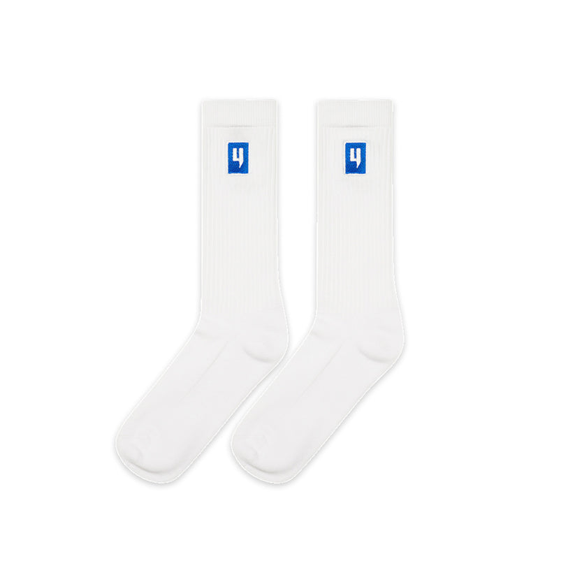 Yelir World Box Logo Socks Blue White Yelir World Box Logo Socks Blue White