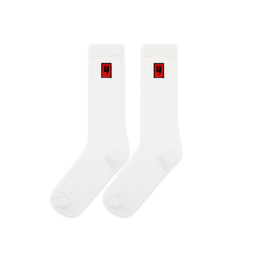 Yelir World Box Logo Socks Red Black Yelir World Box Logo Socks Red Black