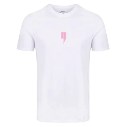 Yelir World White T Shirt Pink Outline Y Logo